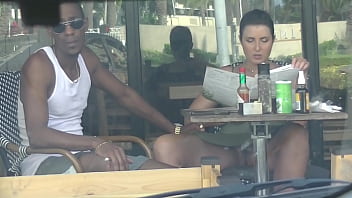 Cheating Wife #4 Part 3 - Hubby films me outside a cafe Upskirt Flashing and having an Interracial affair with a Black Man!!!